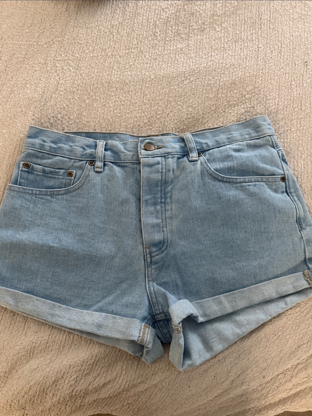 Forever 21 Light Blue Rolled Hem Denim Shorts